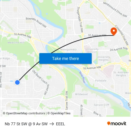 Nb 77 St SW @ 9 Av SW to EEEL map