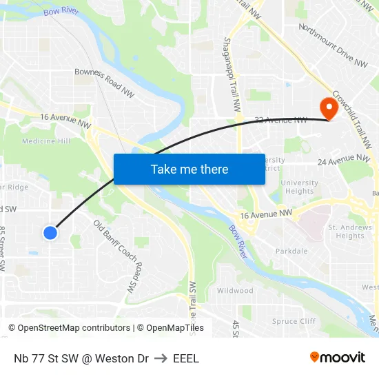 Nb 77 St SW @ Weston Dr to EEEL map