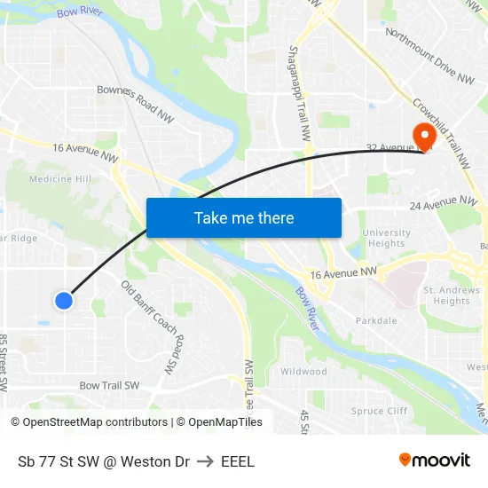 Sb 77 St SW @ Weston Dr to EEEL map