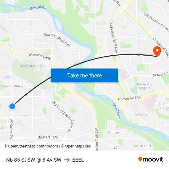 Nb 85 St SW @ 8 Av SW to EEEL map