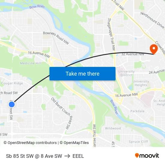 Sb 85 St SW  @ 8 Ave SW to EEEL map