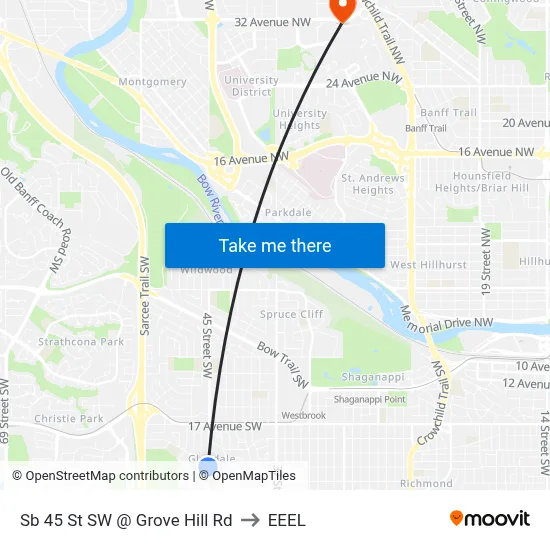Sb 45 St SW @ Grove Hill Rd to EEEL map