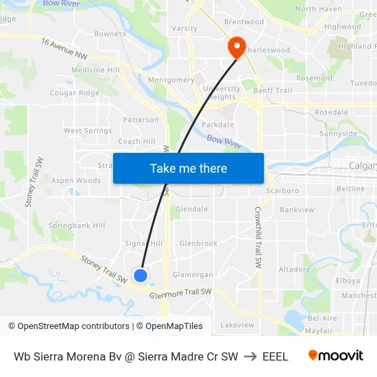 Wb Sierra Morena Bv @ Sierra Madre Cr SW to EEEL map