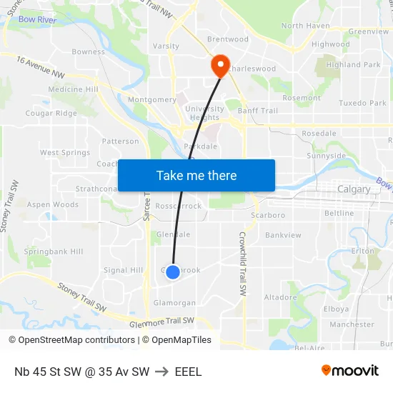Nb 45 St SW @ 35 Av SW to EEEL map