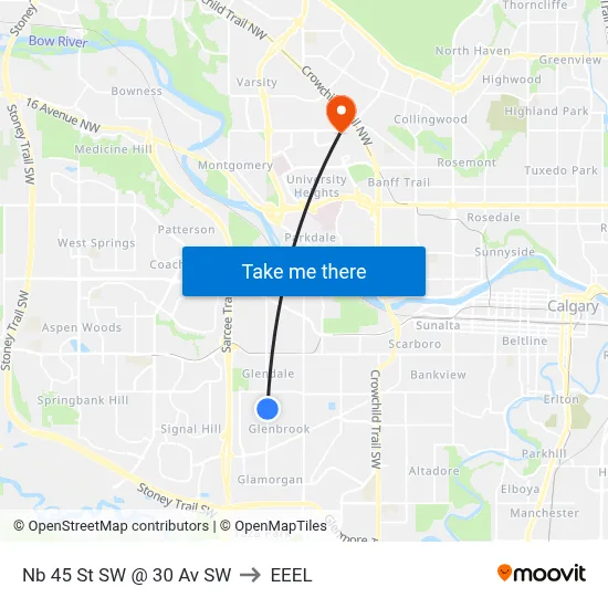 Nb 45 St SW @ 30 Av SW to EEEL map