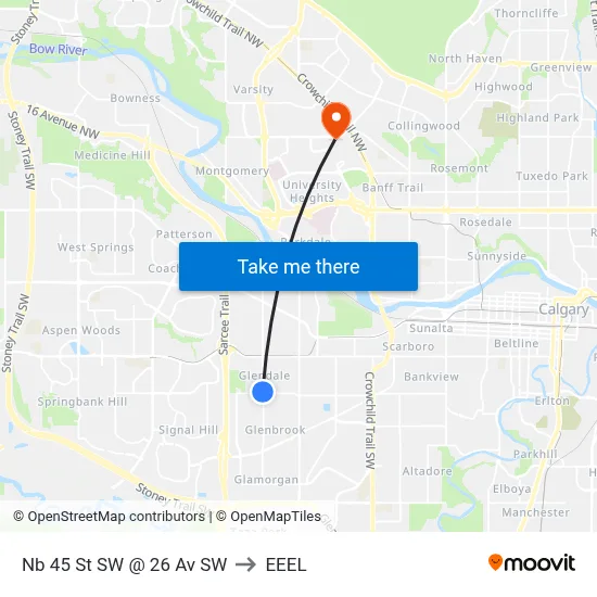 Nb 45 St SW @ 26 Av SW to EEEL map