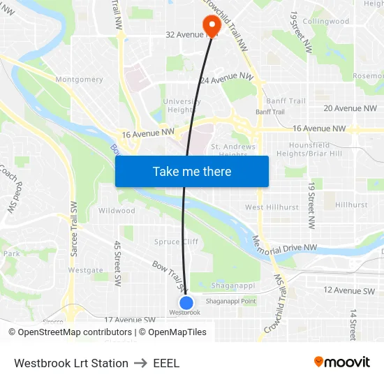 Westbrook Lrt Station to EEEL map