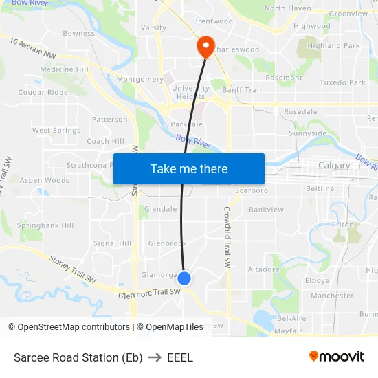 Sarcee Road Station (Eb) to EEEL map
