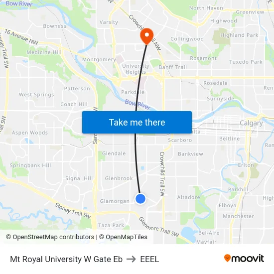 Mt Royal University W Gate Eb to EEEL map