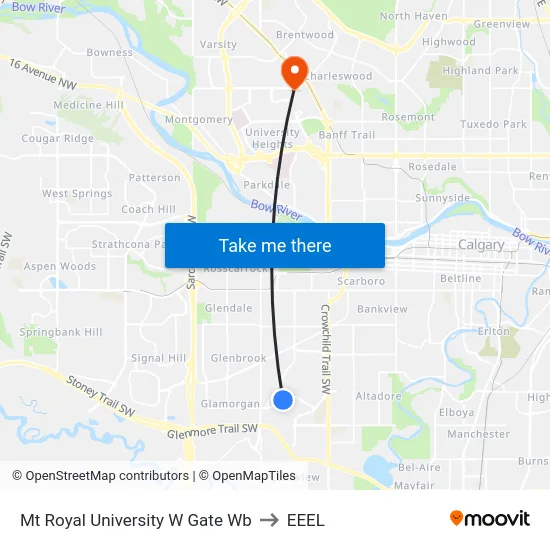 Mt Royal University W Gate Wb to EEEL map