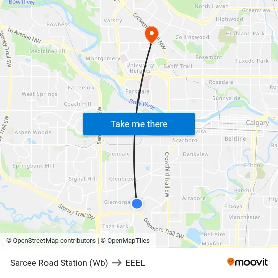 Sarcee Road Station (Wb) to EEEL map