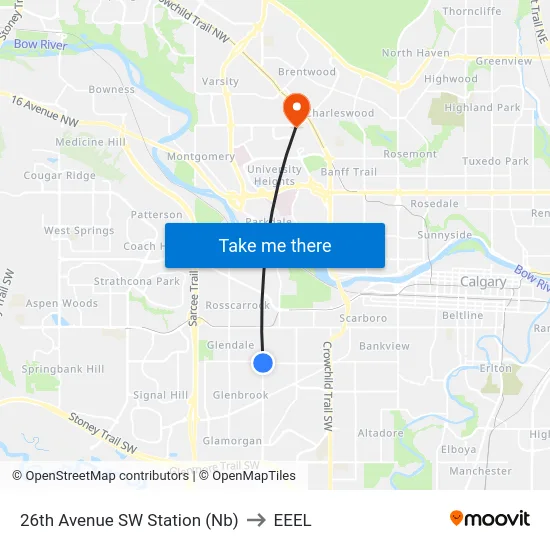 26th Avenue SW Station (Nb) to EEEL map