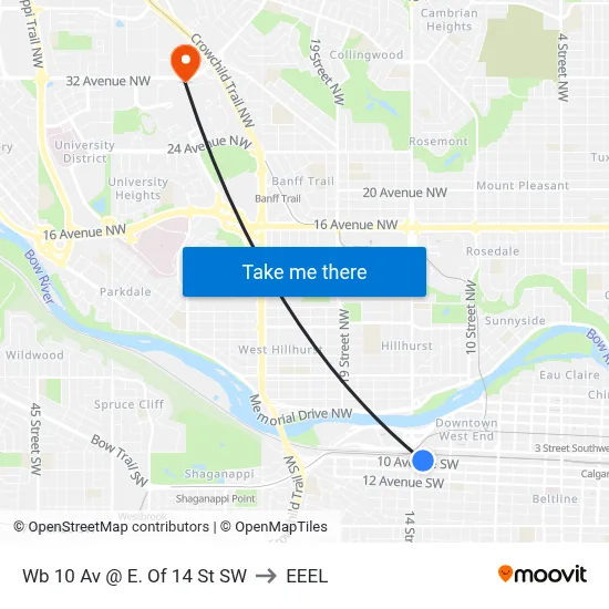 Wb 10 Av @ E. Of 14 St SW to EEEL map