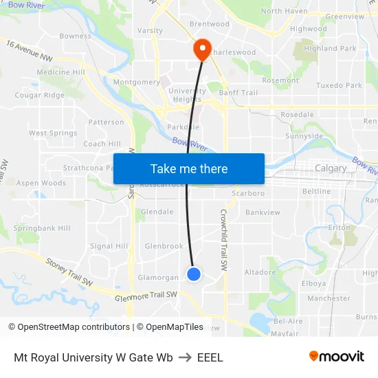 Mt Royal University W Gate Wb to EEEL map