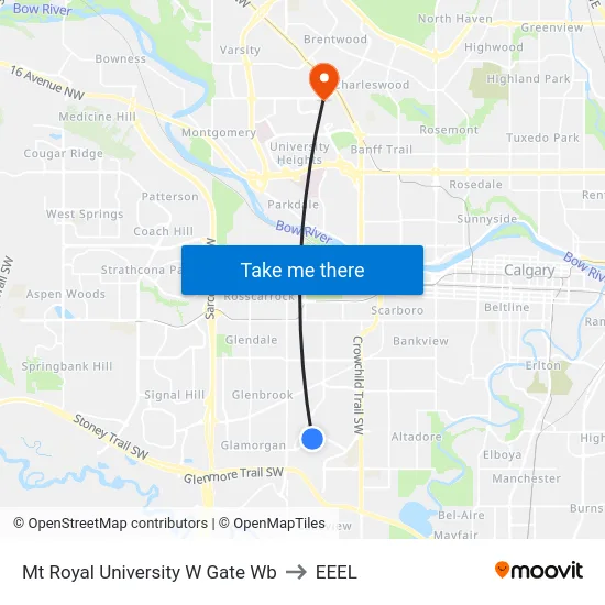 Mt Royal University W Gate Wb to EEEL map