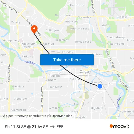 Sb 11 St SE @ 21 Av SE to EEEL map
