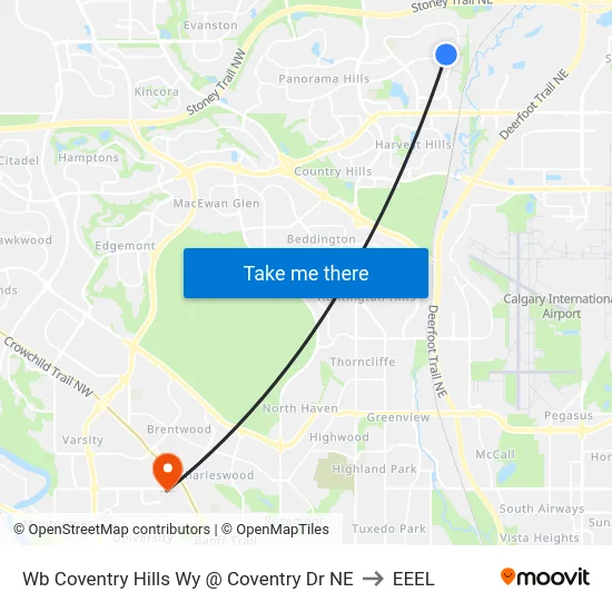 Wb Coventry Hills Wy @ Coventry Dr NE to EEEL map