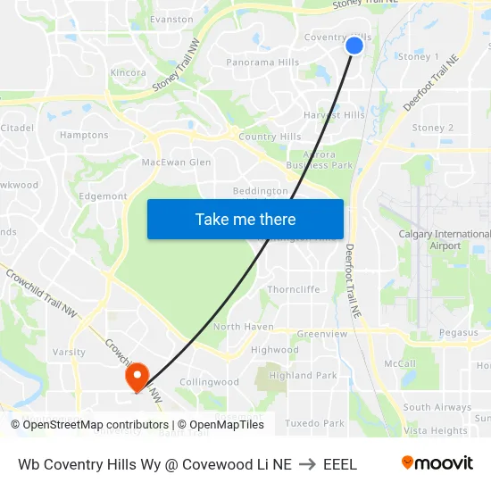 Wb Coventry Hills Wy @ Covewood Li NE to EEEL map
