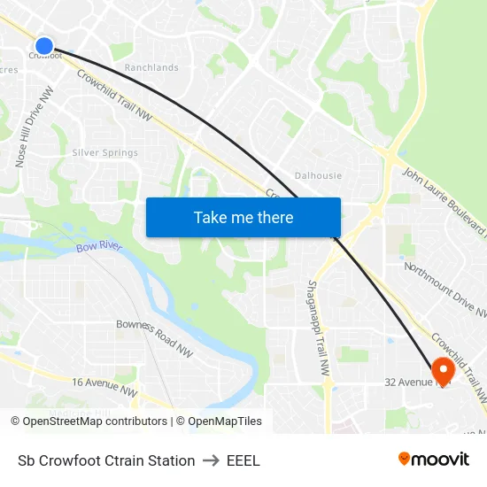 Sb Crowfoot Ctrain Station to EEEL map
