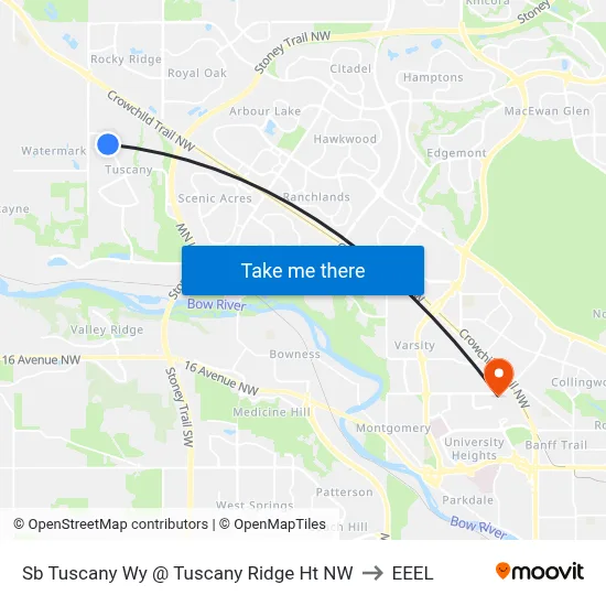 Sb Tuscany Wy @ Tuscany Ridge Ht NW to EEEL map