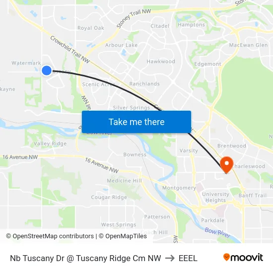 Nb Tuscany Dr @ Tuscany Ridge Cm NW to EEEL map