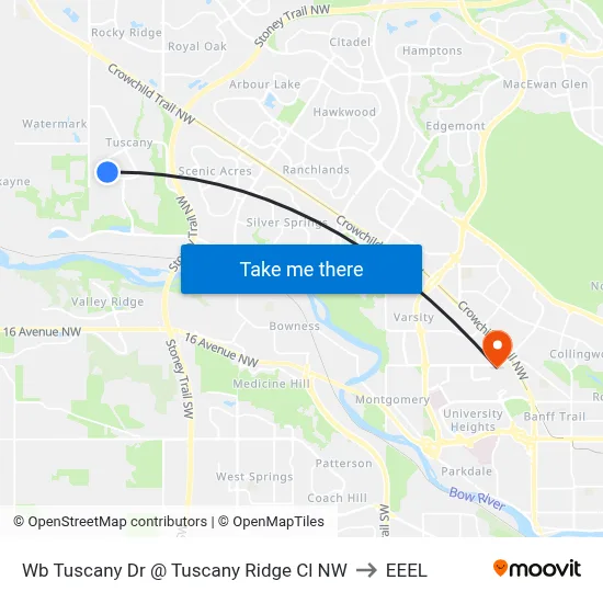 Wb Tuscany Dr @ Tuscany Ridge Cl NW to EEEL map