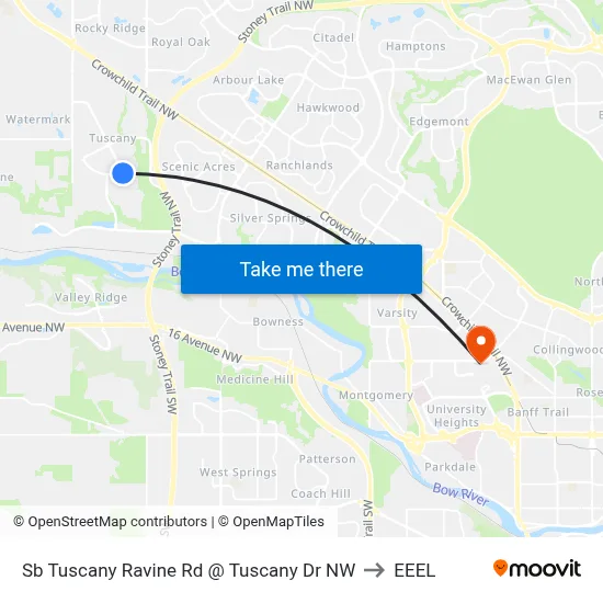 Sb Tuscany Ravine Rd @ Tuscany Dr NW to EEEL map