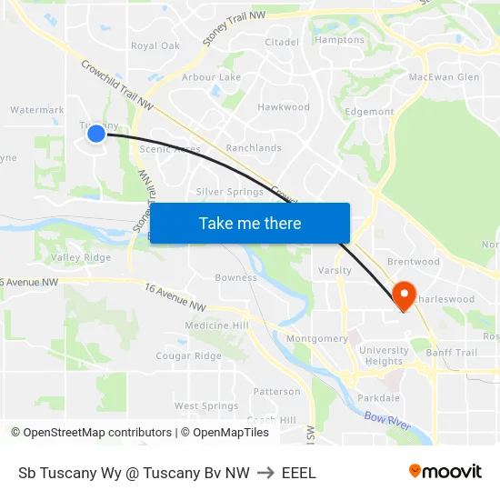 Sb Tuscany Wy @ Tuscany Bv NW to EEEL map