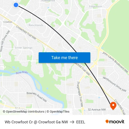 Wb Crowfoot Cr @ Crowfoot Ga NW to EEEL map