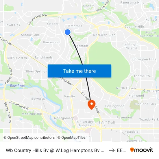 Wb Country Hills Bv @ W.Leg Hamptons Bv NW to EEEL map