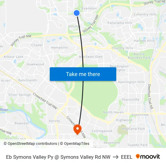 Eb Symons Valley Py @ Symons Valley Rd NW to EEEL map