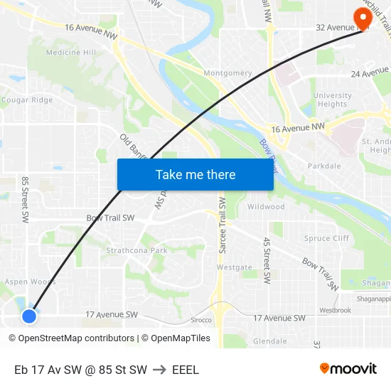 Eb 17 Av SW @ 85 St SW to EEEL map