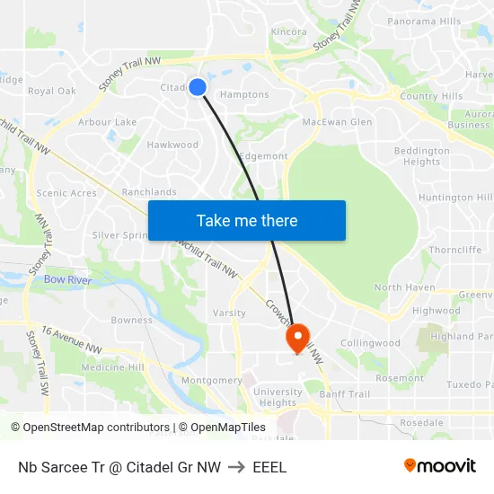 Nb Sarcee Tr @ Citadel Gr NW to EEEL map