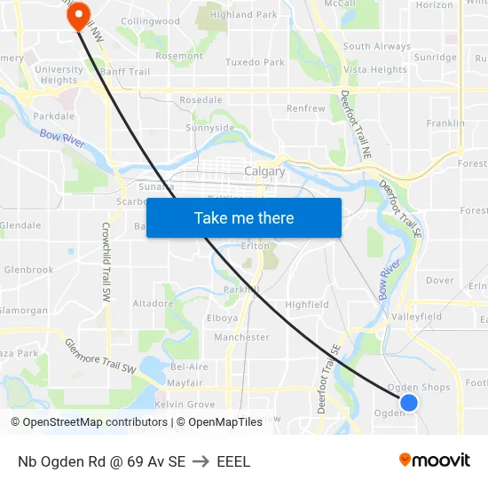 Nb Ogden Rd @ 69 Av SE to EEEL map