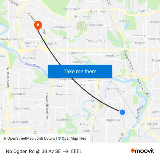 Nb Ogden Rd @ 38 Av SE to EEEL map