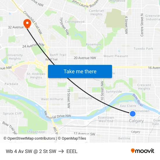 Wb 4 Av SW @ 2 St SW to EEEL map