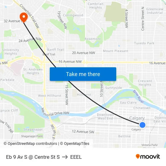 Eb 9 Av S @ Centre St S to EEEL map