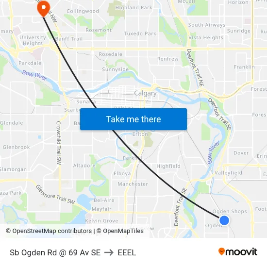 Sb Ogden Rd @ 69 Av SE to EEEL map