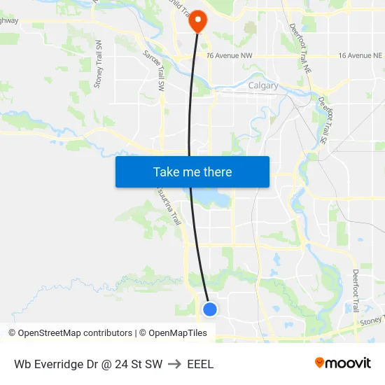 Wb Everridge Dr @ 24 St SW to EEEL map