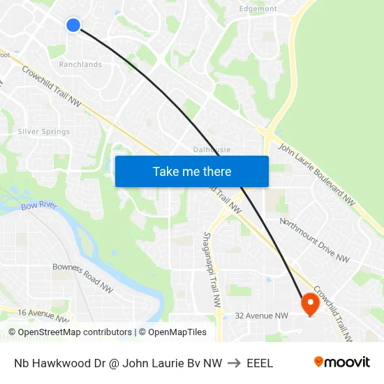 Nb Hawkwood Dr @ John Laurie Bv NW to EEEL map