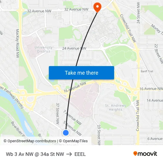 Wb 3 Av NW @ 34a St NW to EEEL map