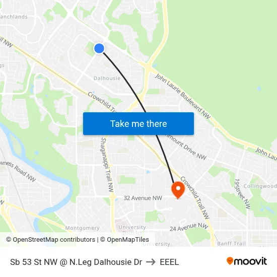 Sb 53 St NW @ N.Leg Dalhousie Dr to EEEL map