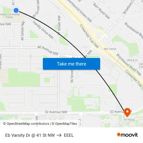 Eb Varsity Dr @ 41 St NW to EEEL map