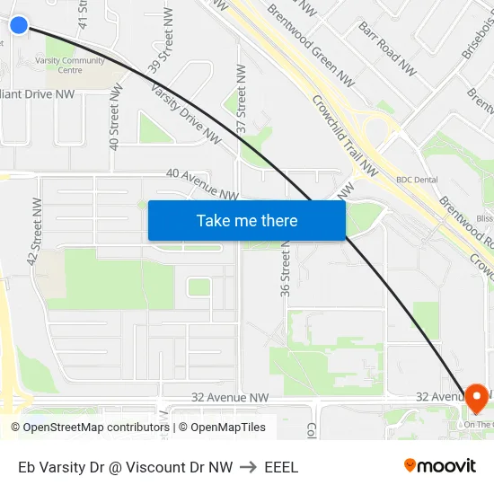 Eb Varsity Dr @ Viscount Dr NW to EEEL map