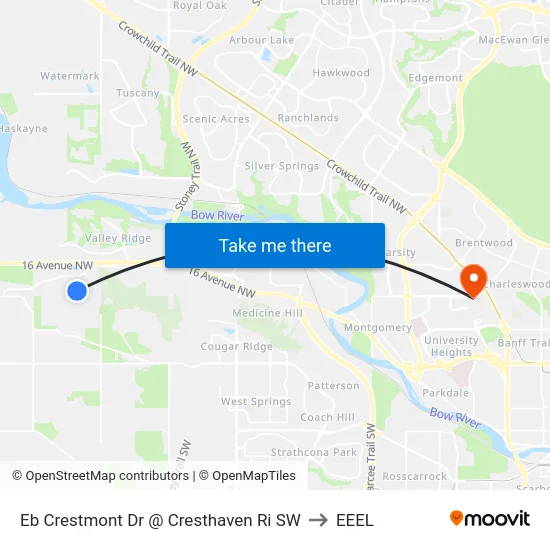 Eb Crestmont Dr @ Cresthaven Ri SW to EEEL map