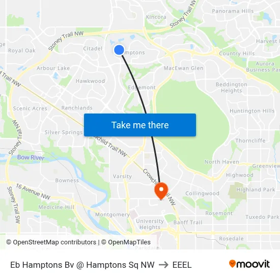 Eb Hamptons Bv @ Hamptons Sq NW to EEEL map