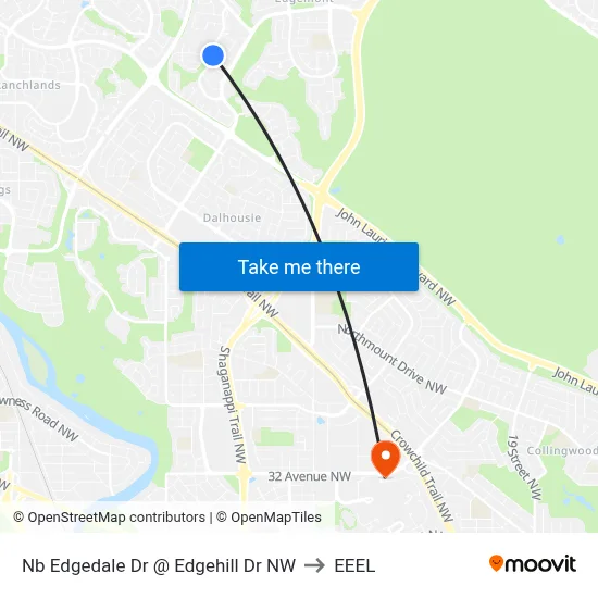 Nb Edgedale Dr @ Edgehill Dr NW to EEEL map