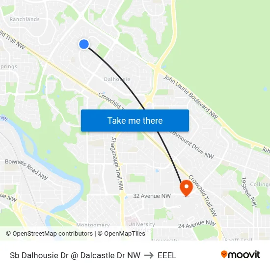 Sb Dalhousie Dr @ Dalcastle Dr NW to EEEL map