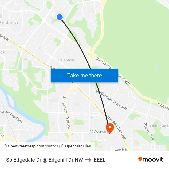Sb Edgedale Dr @ Edgehill Dr NW to EEEL map