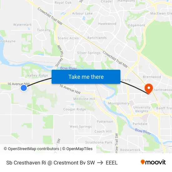 Sb Cresthaven Ri @ Crestmont Bv SW to EEEL map